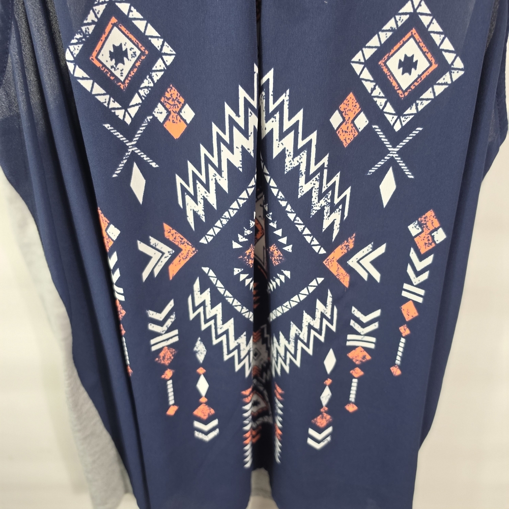 Rewind Navy Aztec Tank with Coral Straps and Gray Side  Panels Size Xl - Picture 4 of 8